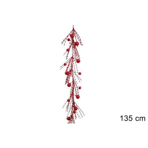 GHIRLANDA 135CM FILI LAMINATI E PALLINE ROSSE